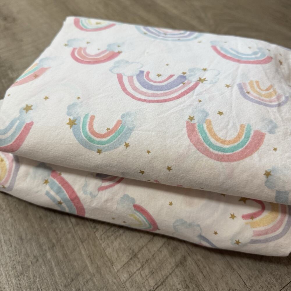 Pottery Barn Kids Rainbow Cloud Organic Cotton Flat & Fitted Sheet Full Size